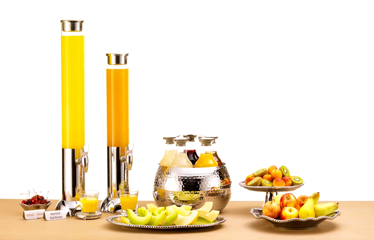 Ansicht von Buffetzubehörteilen für Saft und Obst